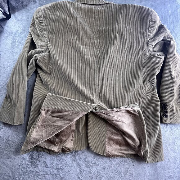Stafford Corduroy Blazer Jacket Mens Size 44S Tan Beige 2 Button Sport Coat VTG - Picture 10 of 14